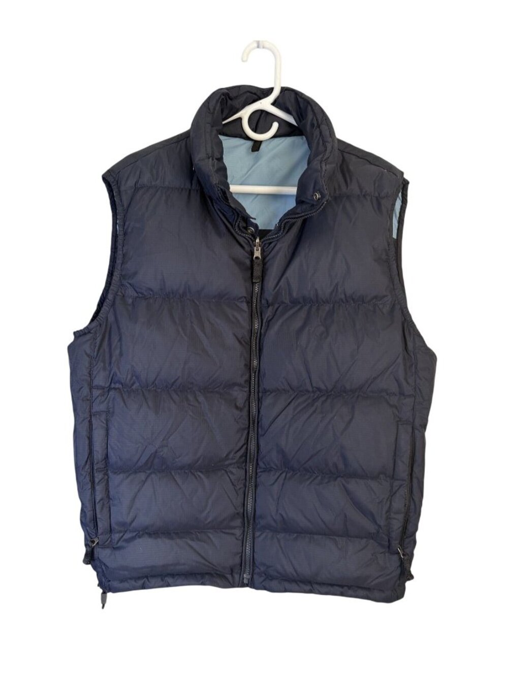 Gap Reversible Down Puffer Vest Y2k Vintage Size M Blue Hooded Quilted Gorpcore